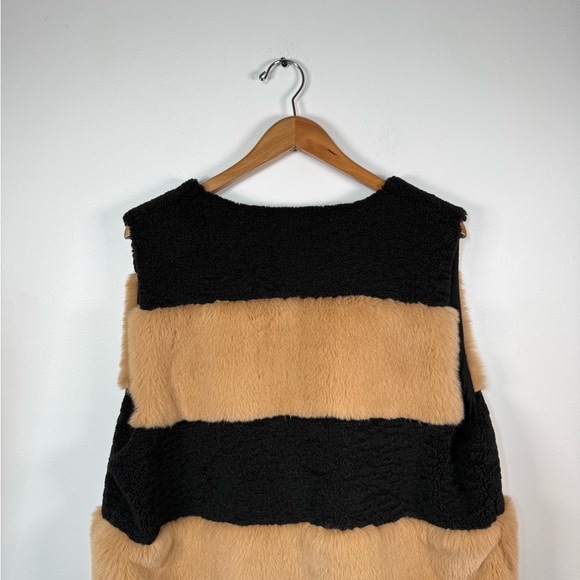 Anthropologie Striped Faux Fur Jacket Vest - Picture 6 of 7